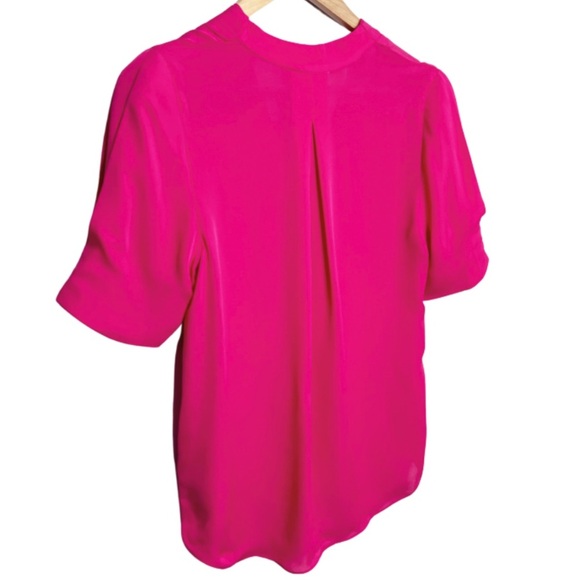 Joie Women's 100% Silk Pink V-Neck Short Cuff Sleeve Pleated Blouse Top Size S - Picture 10 of 16